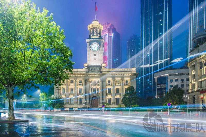 夜色武汉关钟楼