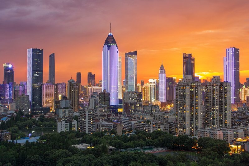 台北路楼顶远眺西北湖方向