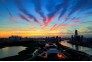 汉江夕阳-拍摄于汉阳长江广场，今年最有特色的落日。 杨汉洲摄影