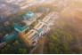 航拍晨光里的武汉大学
