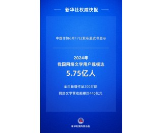 中国网络文学用户规模达5.75亿人