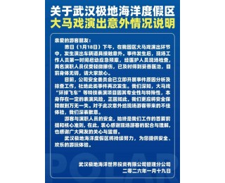 武汉极地海洋度假区大马戏演出发生意外，景区回应：两名演职人员轻微擦伤，观众没有受伤